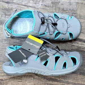 (SOLD) NWT Eddie Bauer Teal Leather Hiking Water Sports Sandals Women 8 Orig$99